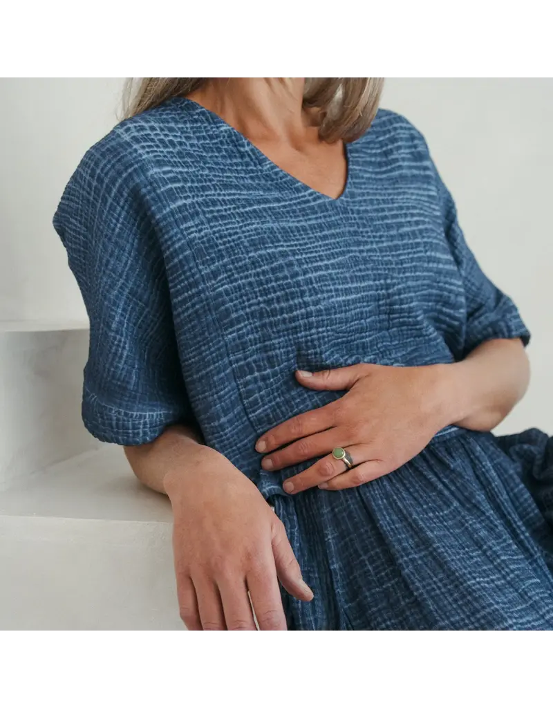 Pokoloko Crinkle Crop Top-Navy-O/S