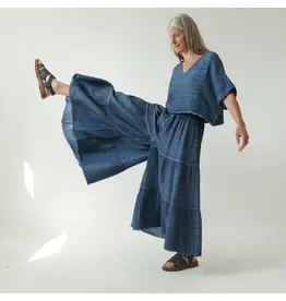 Pokoloko Crinkle Skirt Pant-Navy-O/S