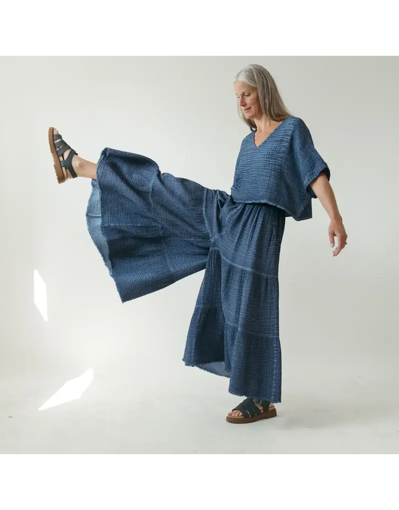 Pokoloko Crinkle Skirt Pant-Navy-O/S