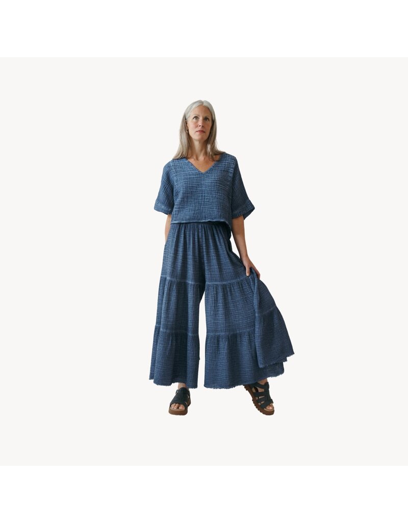 Pokoloko Crinkle Skirt Pant-Navy-O/S