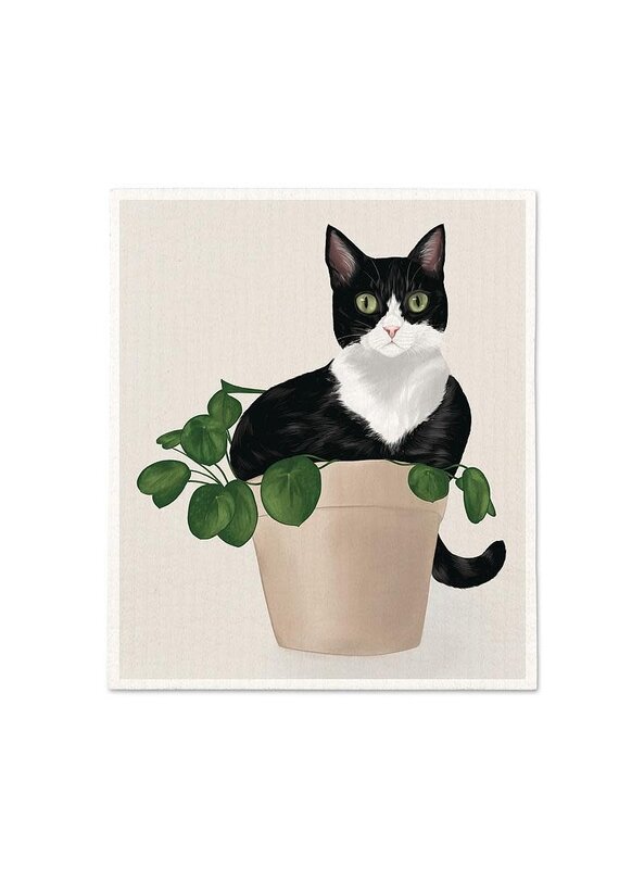 Abbott Cat in Plant Dishcloth
