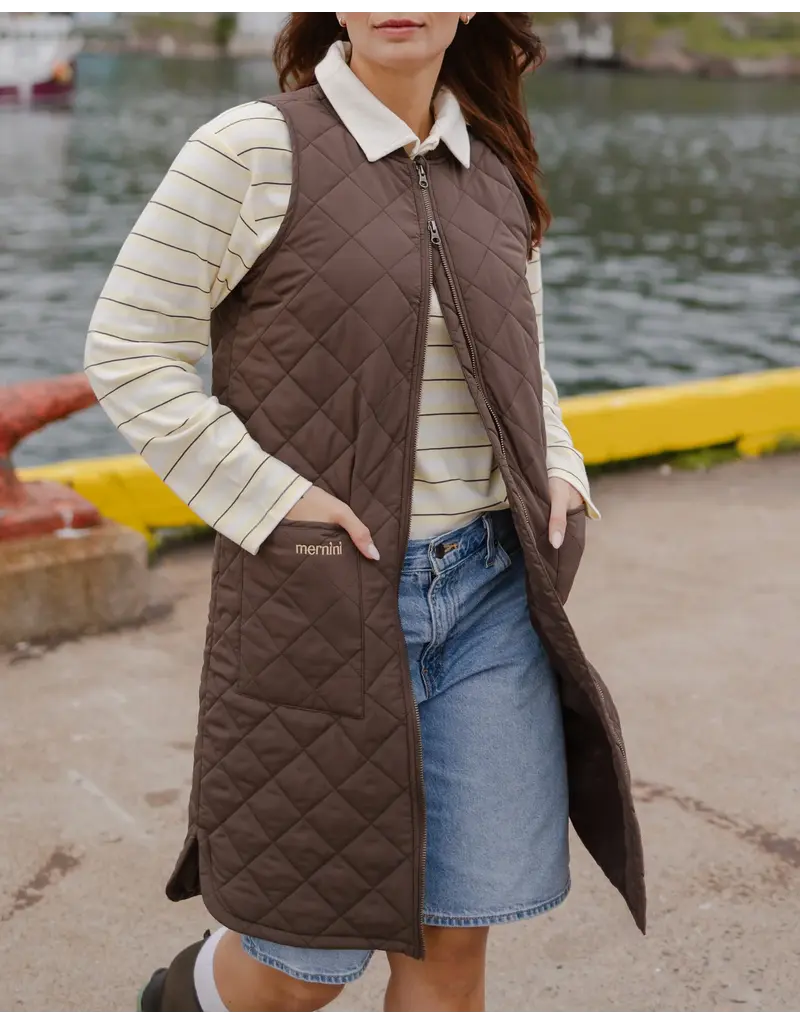 Mernini Mernini-Long Liner Vest-Chocolate (Pre-Order)
