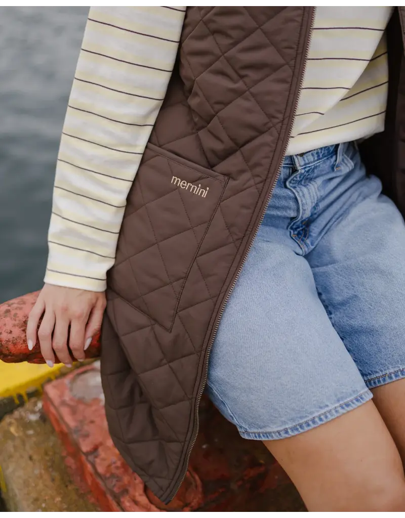Mernini Mernini-Long Liner Vest-Chocolate (Pre-Order)