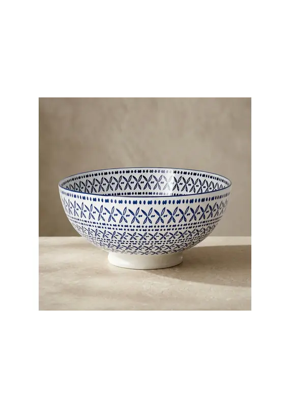 Kiri Porcelain Kiri Porcelain  Bowl-Blue Stitch-56oz