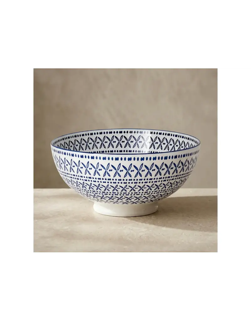 Kiri Porcelain Kiri Porcelain  Bowl-Blue Stitch-56oz