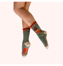 Powder Design Ltd Snuggle Sausage Dogs Ankle Socks - Olive