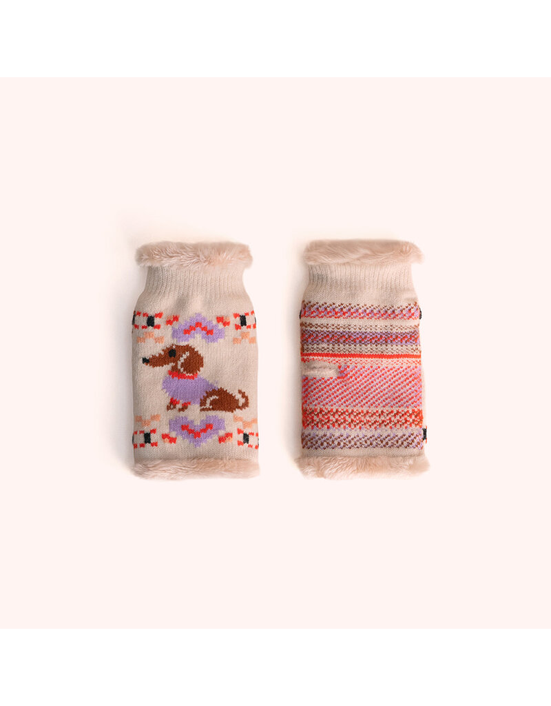 Powder Design Ltd Sausage Dog Wrist Warmers- Cream