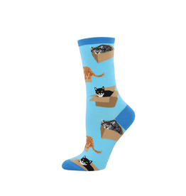Socksmith Canada Inc Cat In A Box-Azure-Womens/5-10.5