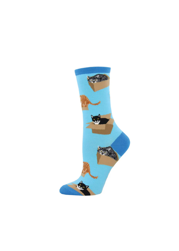 Socksmith Canada Inc Cat In A Box-Azure-Womens/5-10.5