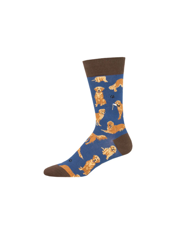 Socksmith Canada Inc Golden Retrievers Socks-Blue/Mens