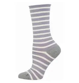 Socksmith Canada Inc Bamboo-Sailor Stripe Roll Top-Lavender/Ladies