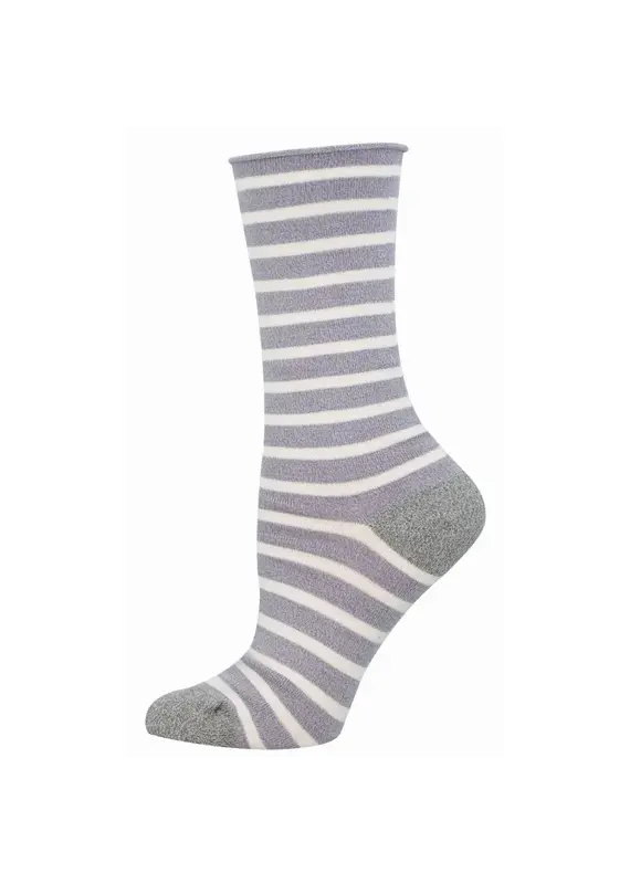 Socksmith Canada Inc Bamboo-Sailor Stripe Roll Top-Lavender/Ladies
