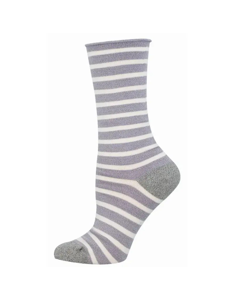 Socksmith Canada Inc Bamboo-Sailor Stripe Roll Top-Lavender/Ladies