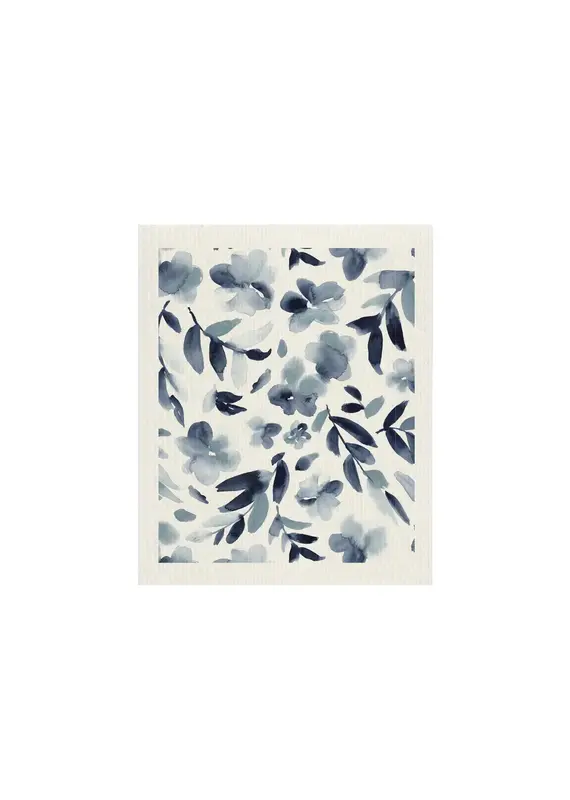 Harman Watercolor Blue Floral Sponge Cloth-Blue