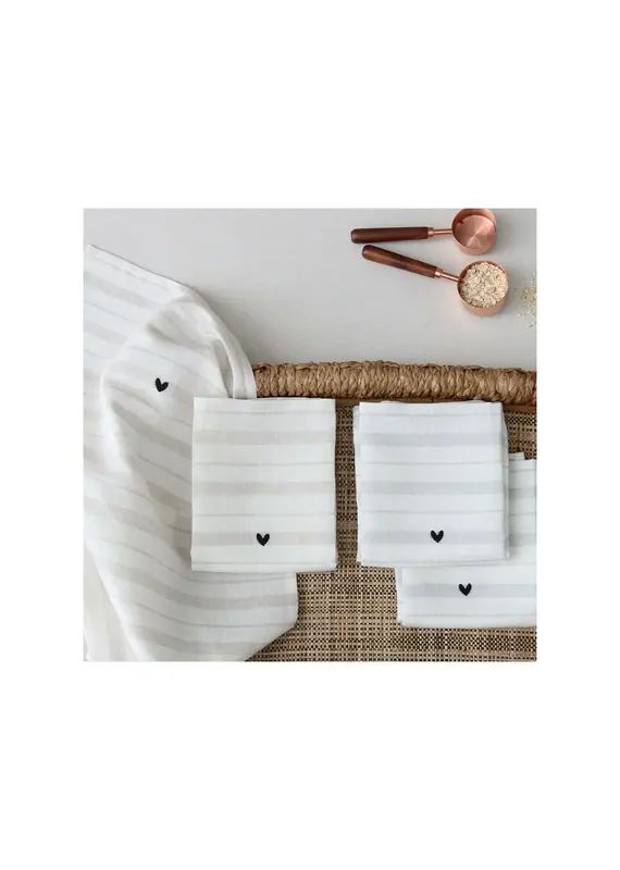 Harman Heart Stripe With Love Tea Towel-Set Of 2