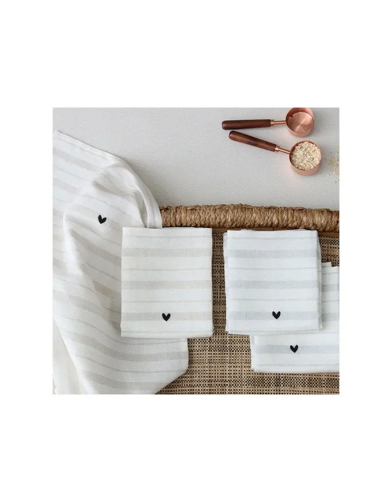 Harman Heart Stripe With Love Tea Towel-Set Of 2