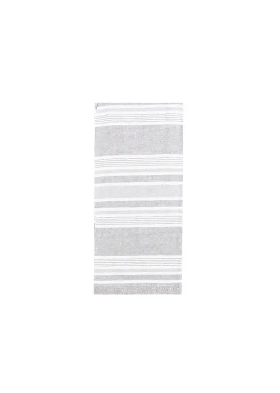 Harman Wide Stripe Single Terry Reverse Towel-Grey
