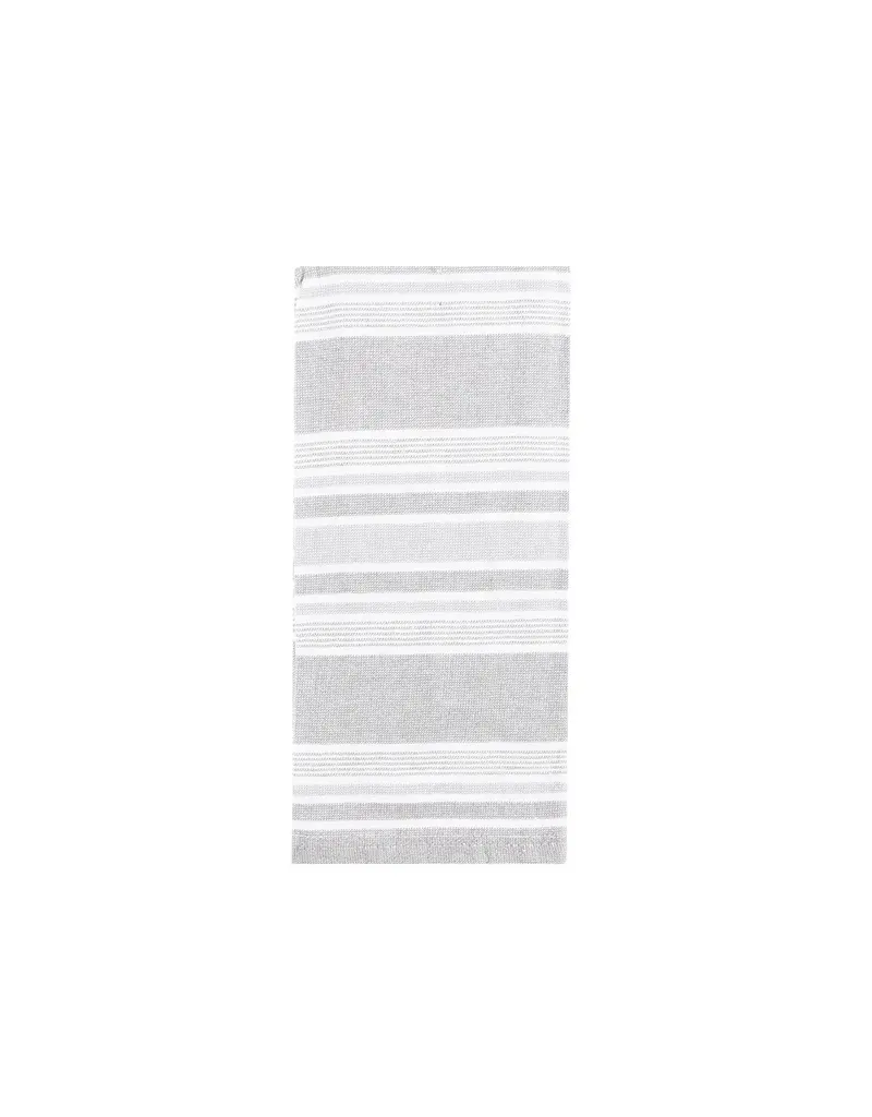 Harman Wide Stripe Single Terry Reverse Towel-Grey