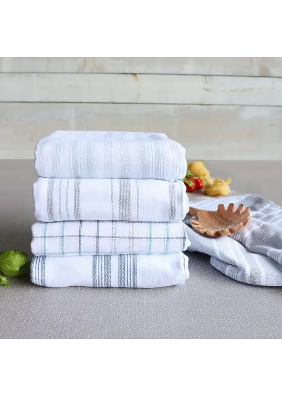 Harman Kitchen Stripe Single Terry Reverse Towel-Grey