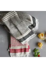 Harman Pin Stripe Jumbo Waffle Fringe Towel-Black