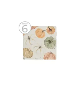 Harman Neutral Pumpkins Printed Ceramic Coaster- S/6