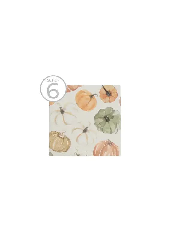 Harman Neutral Pumpkins Printed Ceramic Coaster- S/6