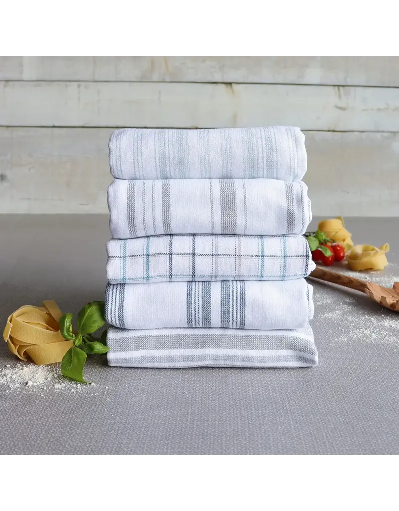 Harman Bistro Stripe Single Terry Reverse Towel-Blue