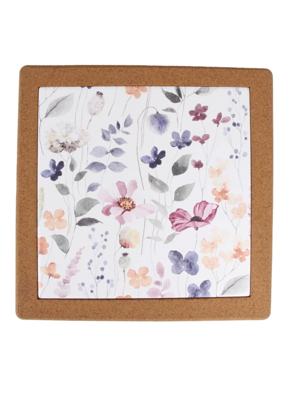 Harman Watercolor Garden Oversized Ceramic & Cork Trivet