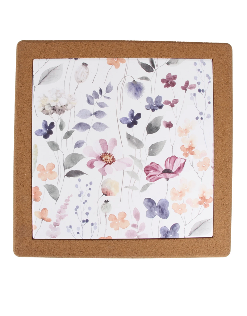 Harman Watercolor Garden Oversized Ceramic & Cork Trivet