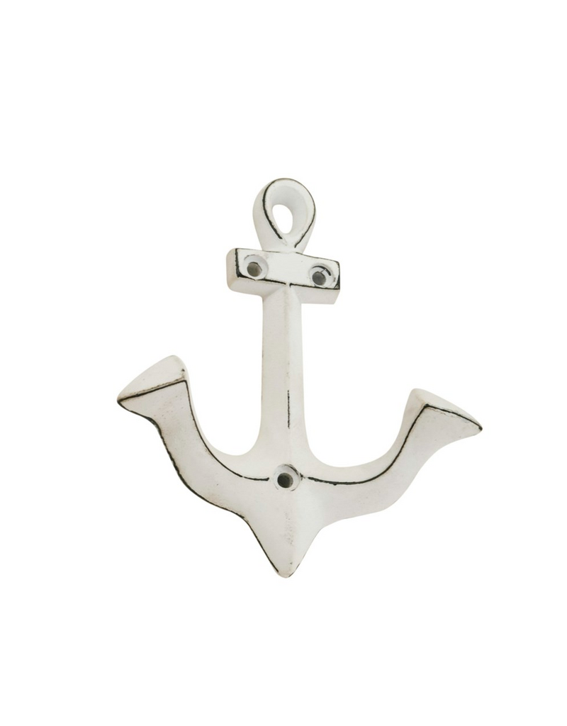North American Country Home Anchor Wall Hook-Distressed White