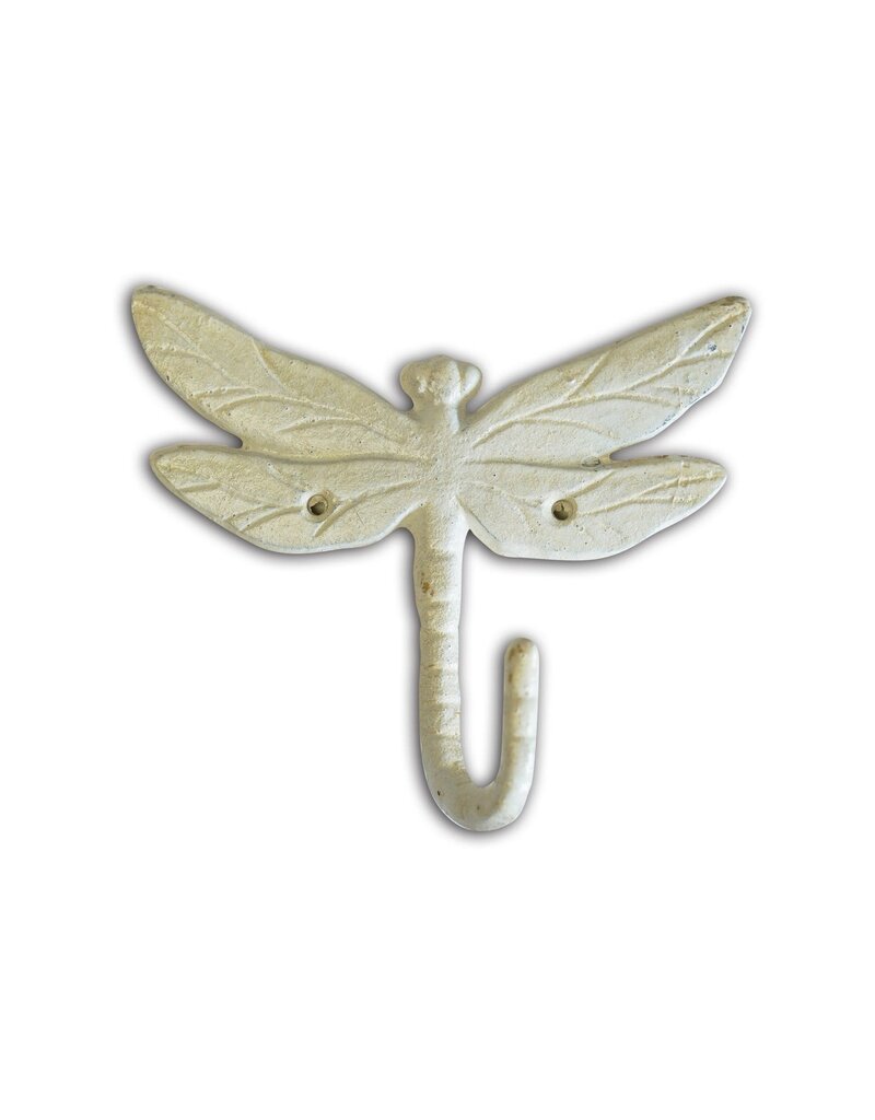 North American Country Home Dragonfly Hook-Antique White