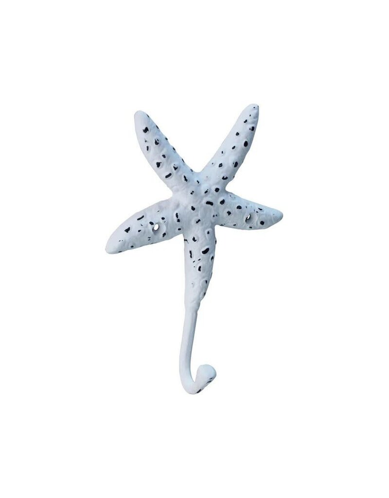 North American Country Home IRON STARFISH HOOK-WHITE