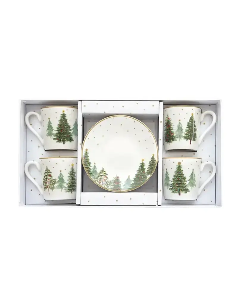 Studio 1811 Festive Trees 100ml (3.4oz) Espresso Cup & Saucer Set of 4