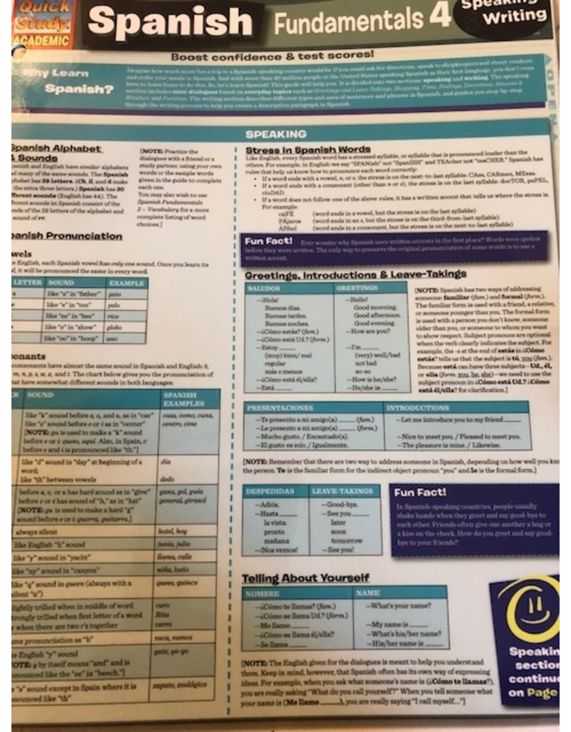 340, 341 - Spanish Fundamentals 4 Barchart