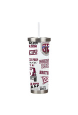 RFSJ 24oz.WhiteInsulatedTumblerWithSilverBottom&TopClearStraw