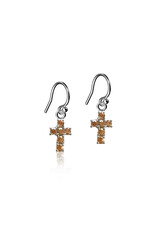 Dayna Design Mii Cross Crystal Dangle Earrings Silver