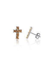 Mini Cross Crystal Post Earrings Silvr
