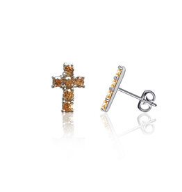 Mini Cross Crystal Post Earrings Silvr