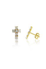 Dayna Designs Mini Crystal Cross Post Earrings Gold Plated