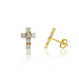 Dayna Designs Mini Crystal Cross Post Earrings Gold Plated