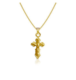 3D Cross Necklace Godl Plated