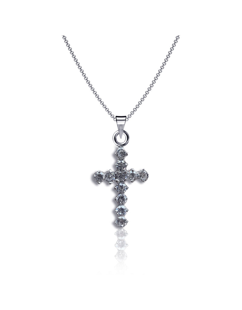 Dayna Designs Crystal Cross Pendant Necklace - Silver