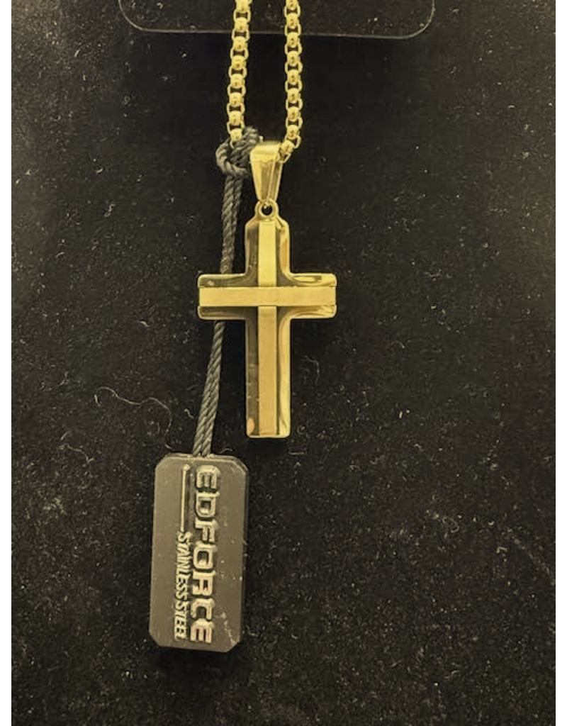 Edforce Edforce Stainless steel and gold plated cross with 24 inch chain