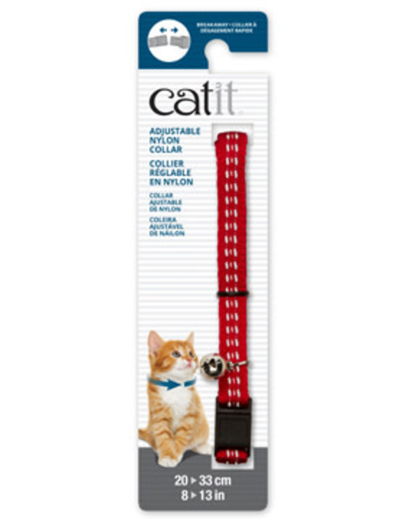 Catit Catit Adjustable Breakaway Nylon Collar - Reflective Red