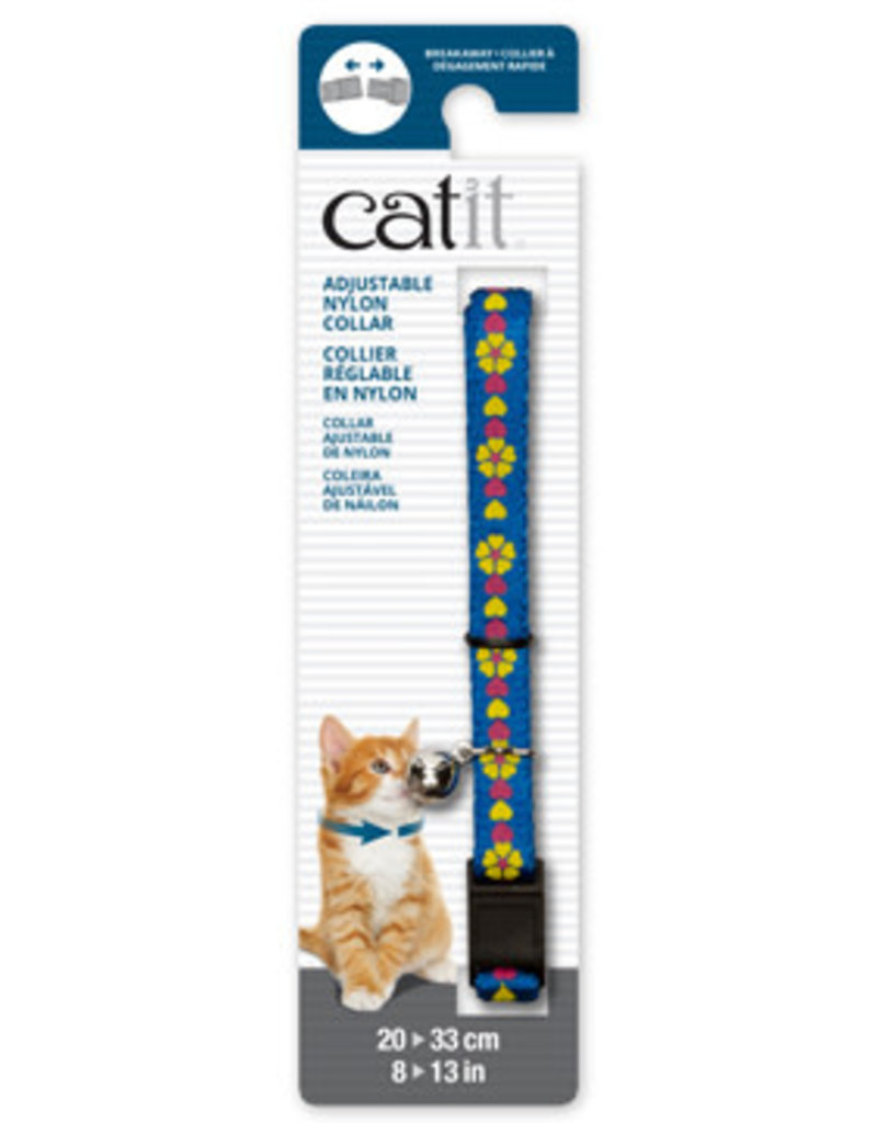 Catit Catit Adjustable Breakaway Nylon Collar - Blue with Flowers