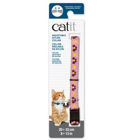 Catit Catit Adjustable Breakaway Nylon Collar - Pink with Purple Bows - 20-33 cm (8-13 in)