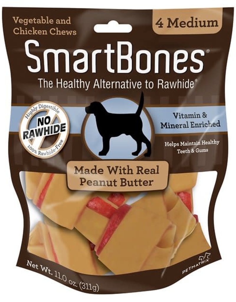Smart Bones Smart Bones Peanut Butter Medium 4 Pack