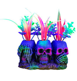 Marina Marina iGlo Ornament - 3 Skulls with Plants 5.5"