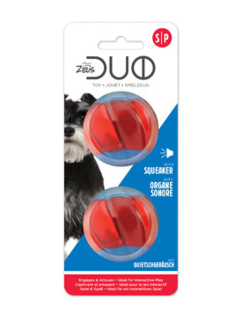 Zeus Duo Ball with Squeaker Small - 2pk