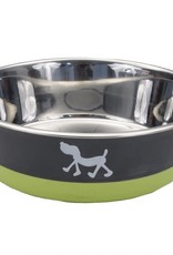Maslow Trade Maslow Trade Non Skid Puppy Design Bowl Green Grey 28oz